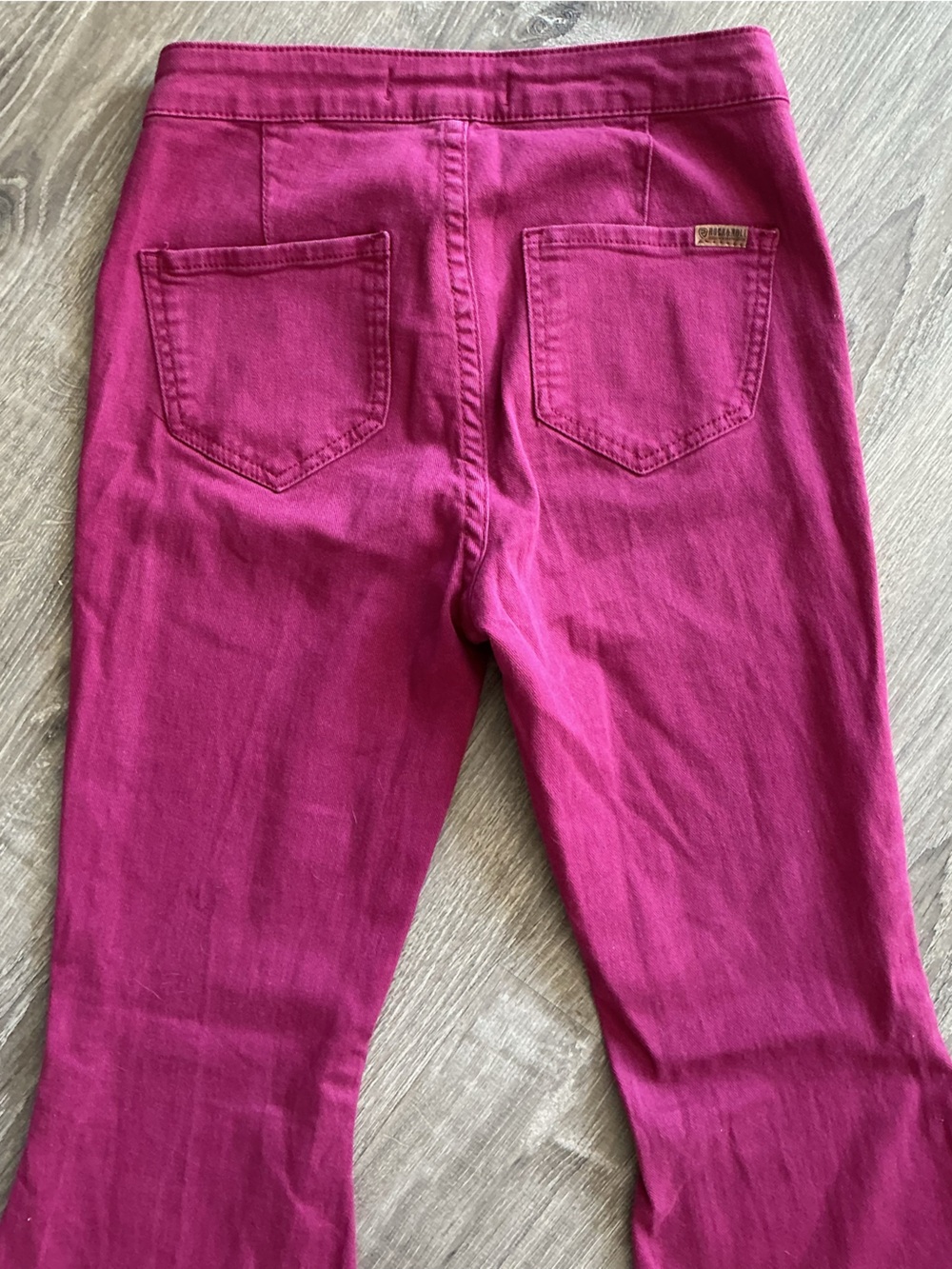 Rock & Roll Bargain Button Bell Mid-rise Raspberry Jeans - Picture 8 of 11